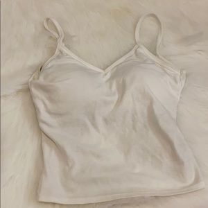 White spaghetti strap tank top with built in bra